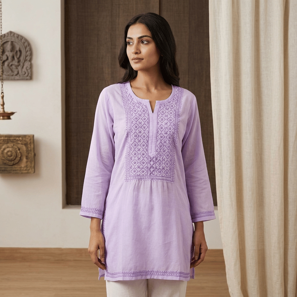 Ilac Embroidered Georgette Short  Top